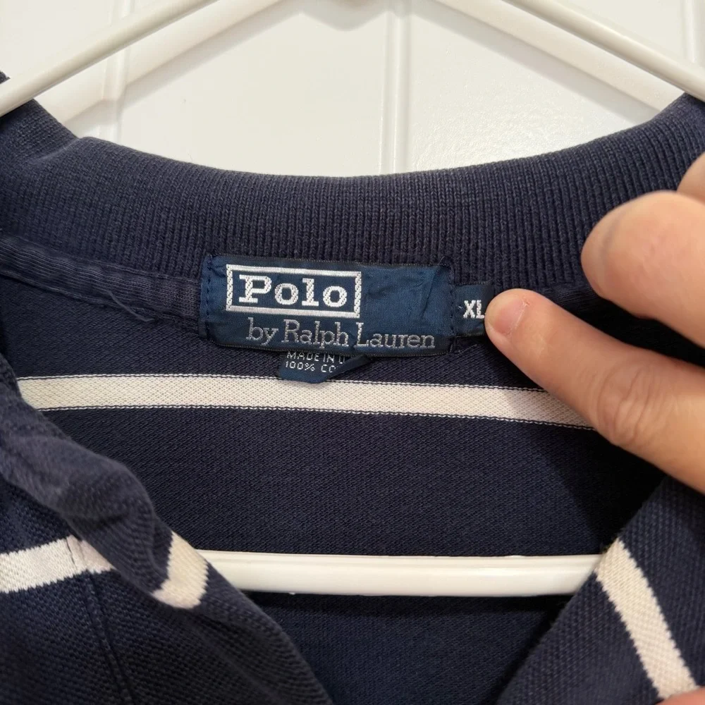 Polo Ralph Lauren Striped Short Sleeve Shirt Men’s XL Navy Blue Red Pony Cotton